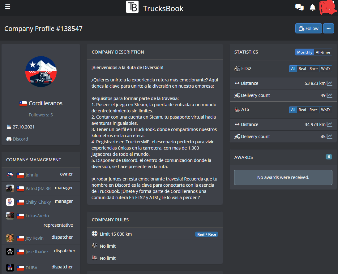 Solicitud de ingreso en TrucksBook